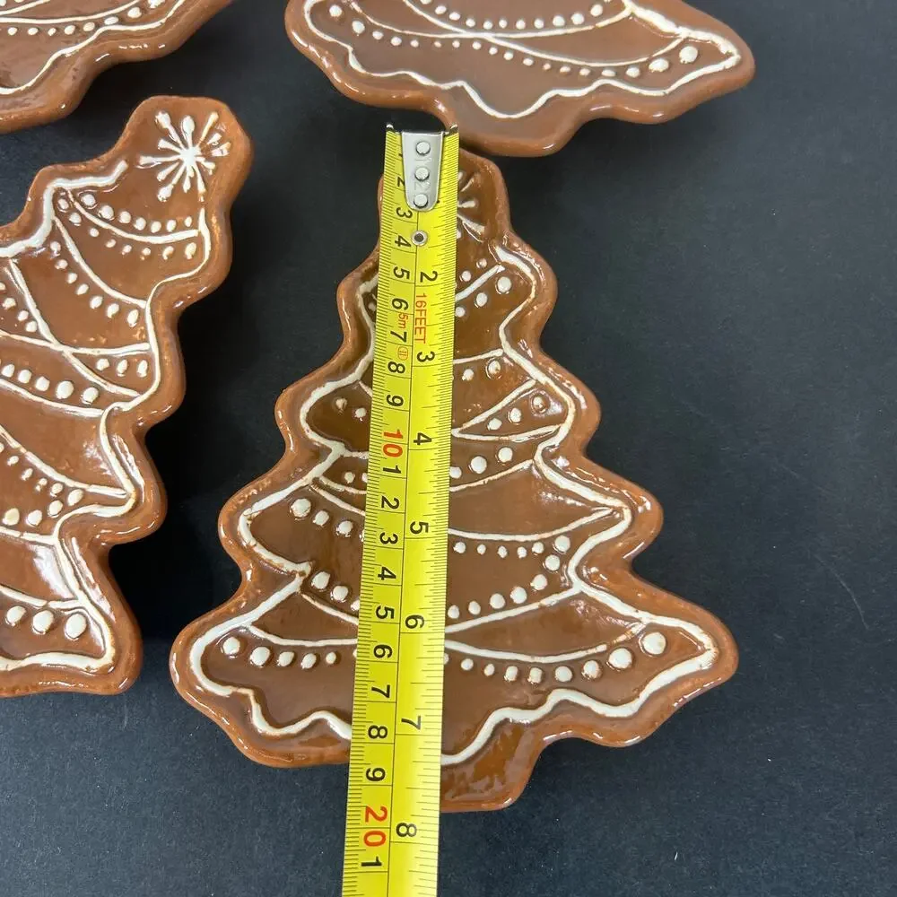 Pottery Barn Gingerbread Tree Appetizer Plates Set of four NIB